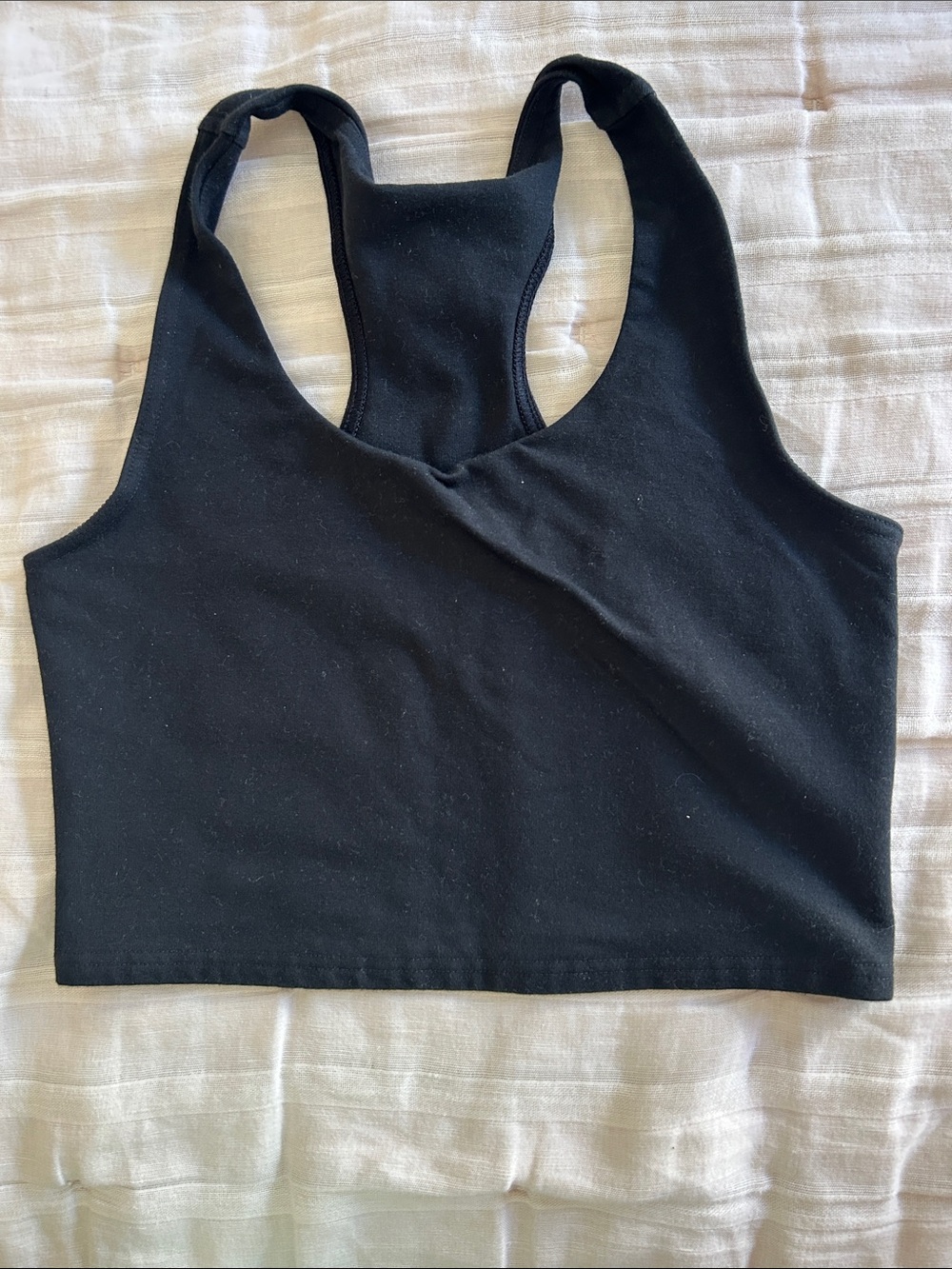 Pact Black Racerback Crop Too